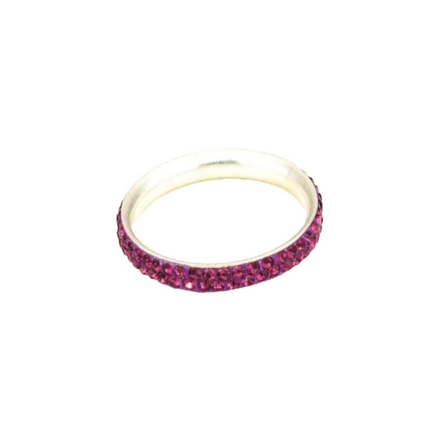 Anillo Svaroski plata 2 filas Morado