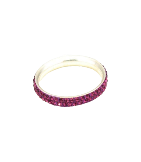 Anillo Svaroski plata 2 filas Morado