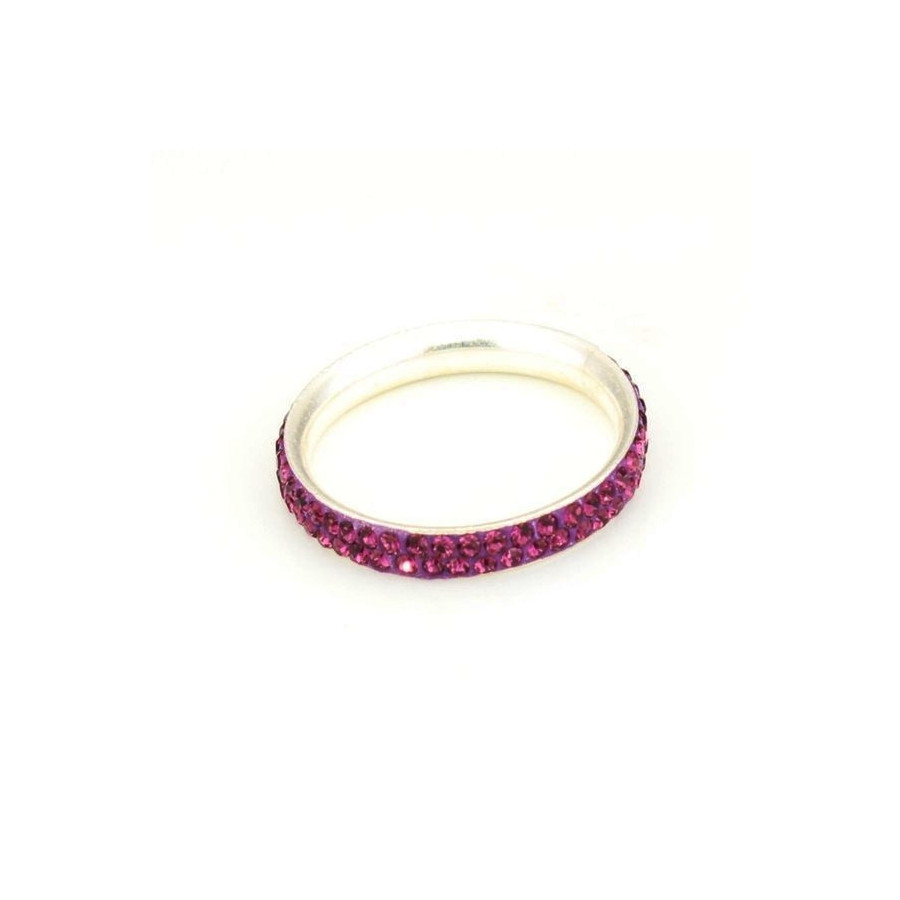 Anillo Svaroski plata 2 filas Morado