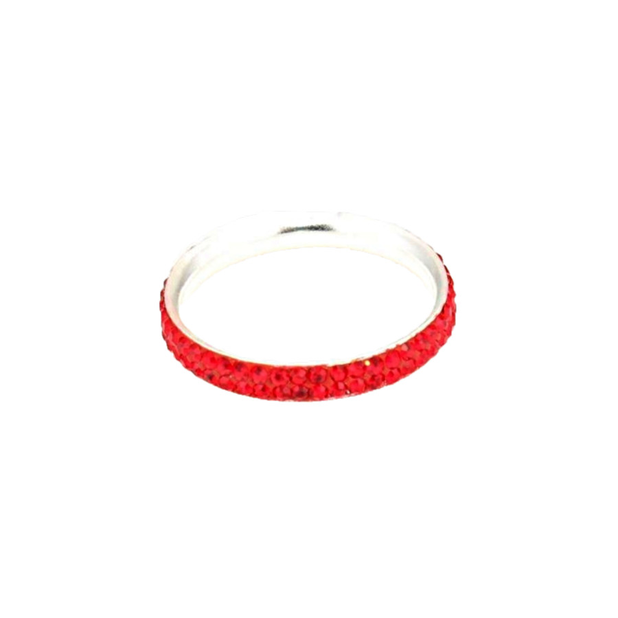 Anillo Svaroski plata 2 filas Rojo