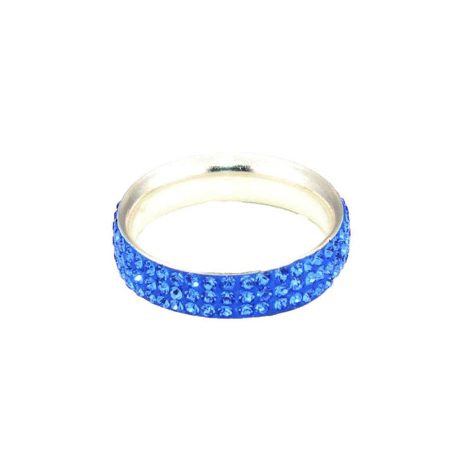 Anillo Svaroski plata 3 filas Azul