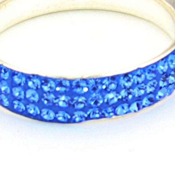 Anillo Svaroski plata 3 filas Azul