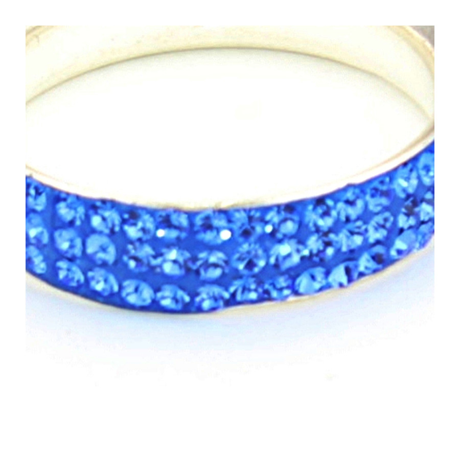 Anillo Svaroski plata 3 filas Azul