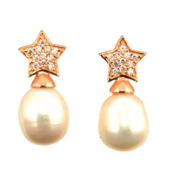 Pendientes de perlas con oro rosa