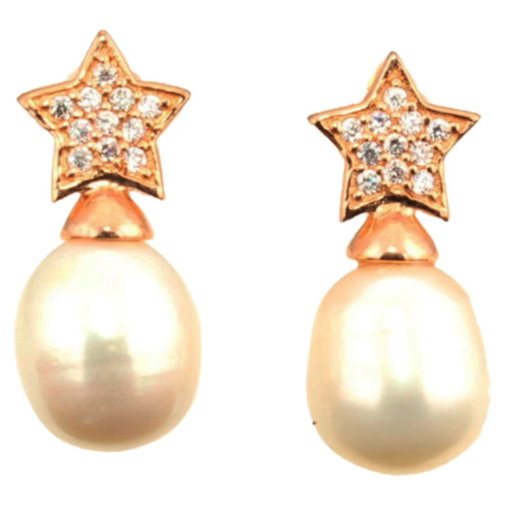 Pendientes de perlas con oro rosa