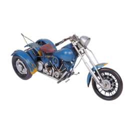 Moto tipo Harley azul de 3 ruedas