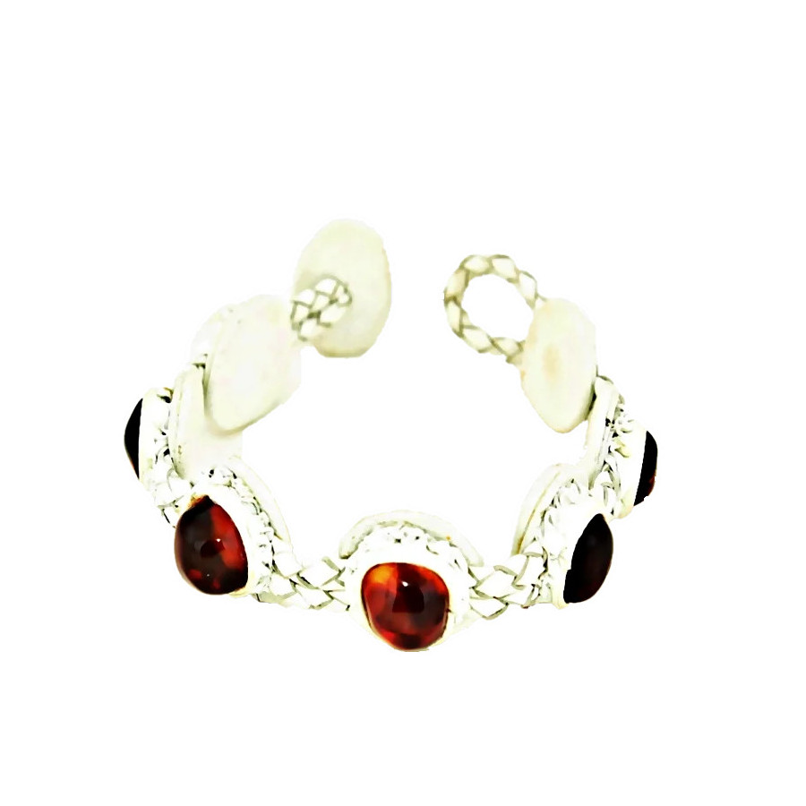 Pulsera ámbar cuero repujado| Bisurjoyas