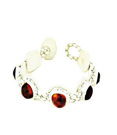 Pulsera ámbar cuero repujado| Bisurjoyas