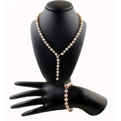 Conjunto perlas ajustable collar y pulsera