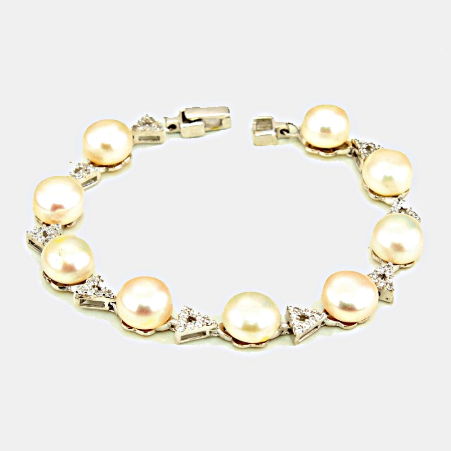 Pulsera de perlas con circonita