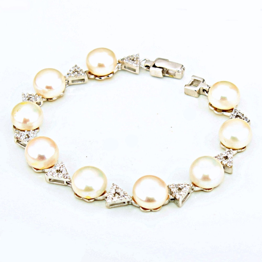 Pulsera de perlas con circonita