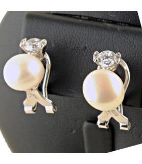Pendientes de perlas y plata| Bisurjoyas