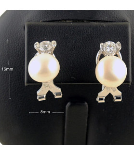 Pendientes de perlas y plata| Bisurjoyas