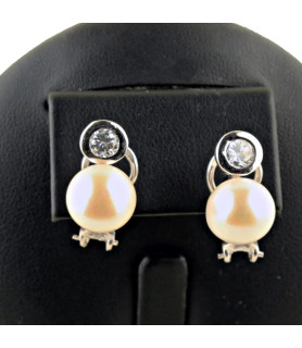 Pendientes de perlas y plata| Bisurjoyas