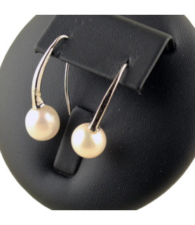 Pendientes de perlas y plata| Bisurjoyas