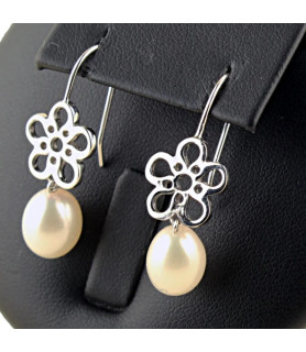 Pendientes de perlas y plata| Bisurjoyas