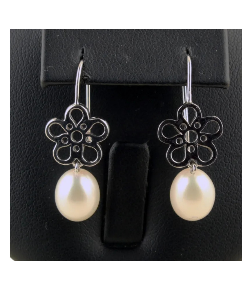 Pendientes de perlas y plata| Bisurjoyas