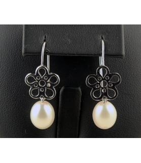 Pendientes de perlas y plata| Bisurjoyas