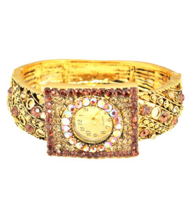 Reloj bisutería dorado con cristales| Bisurjoyas