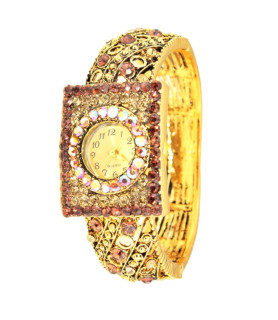 Reloj bisutería dorado con cristales| Bisurjoyas