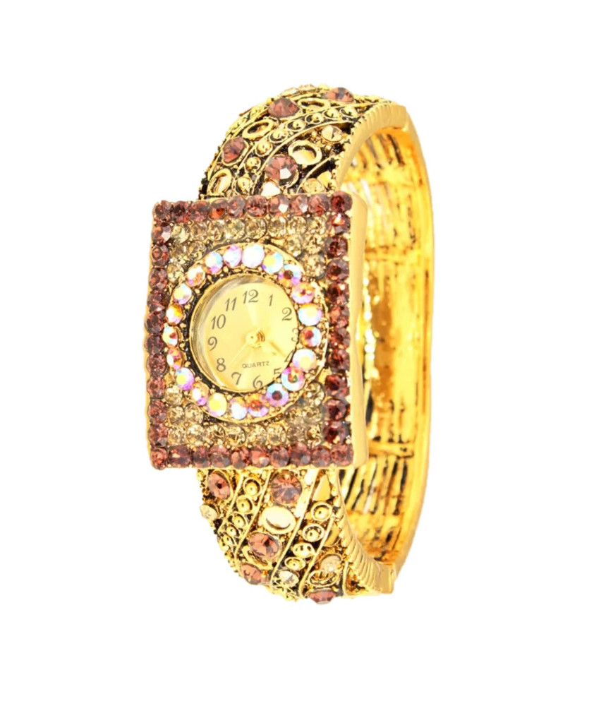 Reloj bisutería dorado con cristales| Bisurjoyas