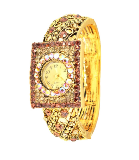 Reloj bisutería dorado con cristales| Bisurjoyas Reloj bisutería dorado con cristales| Bisurjoyas