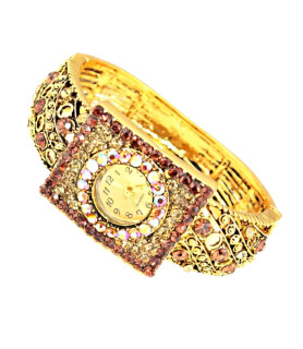 Reloj bisutería dorado con cristales| Bisurjoyas