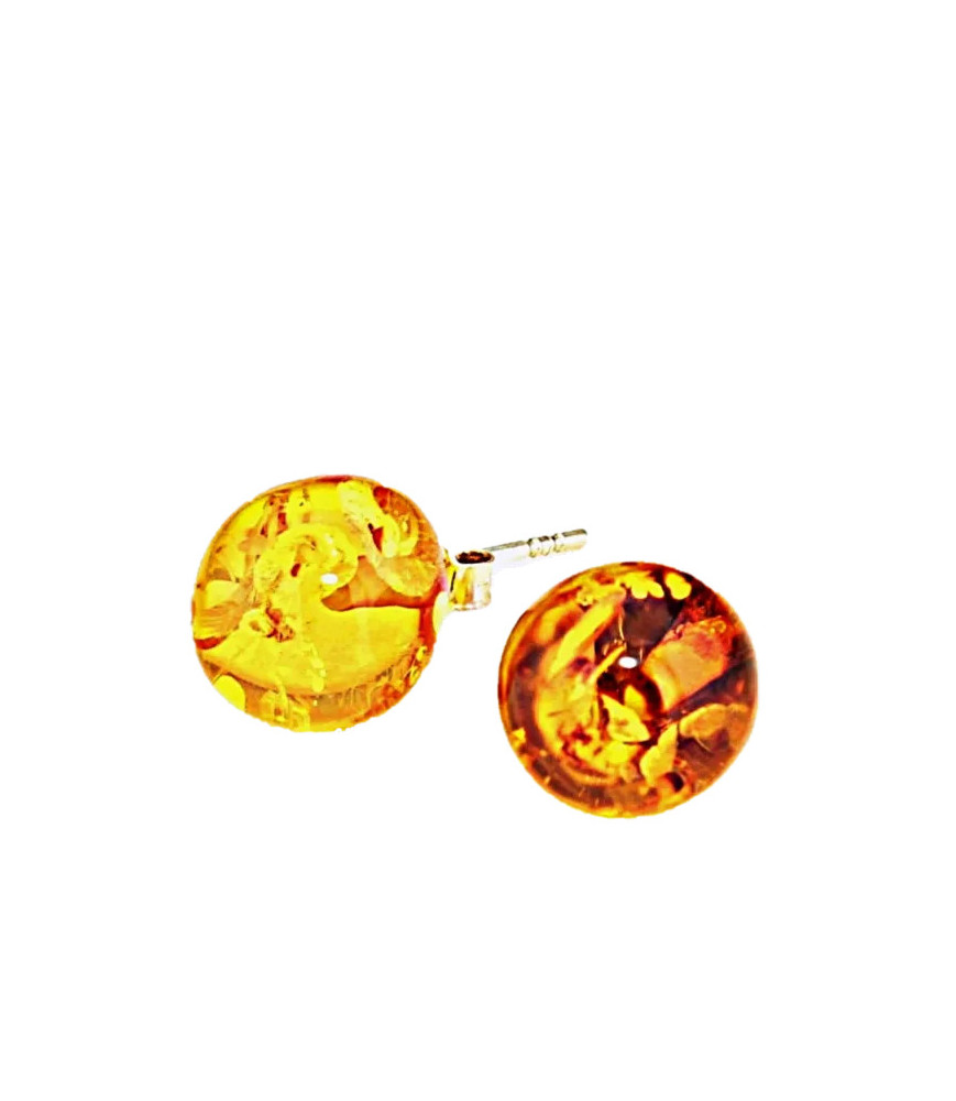 Pendientes ámbar bolitas pequeñas| Bisurjoyas