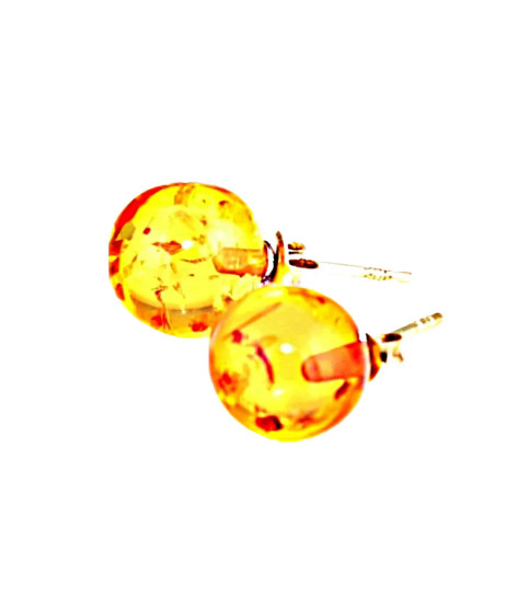 Pendientes ámbar bolitas pequeñas| Bisurjoyas