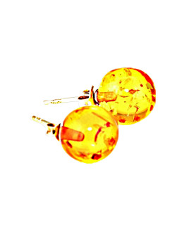 Pendientes ámbar bolitas pequeñas| Bisurjoyas