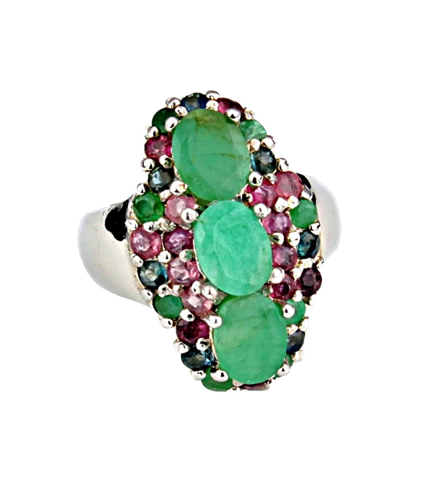 Anillo plata con Piedras Preciosas| Bisurjoyas